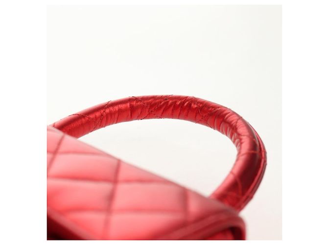 CHANEL Borsa a Mano Matelassé in Pelle Rossa Oro CC Auth 140357SM Rosso D'oro - vista 14
