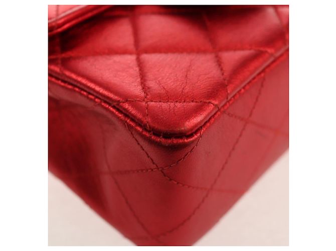 CHANEL Borsa a Mano Matelassé in Pelle Rossa Oro CC Auth 140357SM Rosso D'oro - vista 15