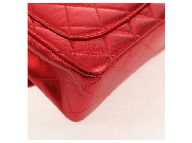 CHANEL Borsa a Mano Matelassé in Pelle Rossa Oro CC Auth 140357SM Rosso D'oro - vista 17