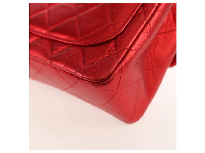 CHANEL Borsa a Mano Matelassé in Pelle Rossa Oro CC Auth 140357SM Rosso D'oro - vista 18