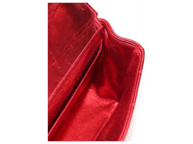 CHANEL Borsa a Mano Matelassé in Pelle Rossa Oro CC Auth 140357SM Rosso D'oro - vista 22