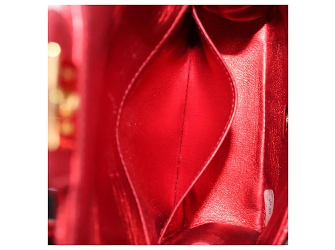 CHANEL Borsa a Mano Matelassé in Pelle Rossa Oro CC Auth 140357SM Rosso D'oro - vista 24