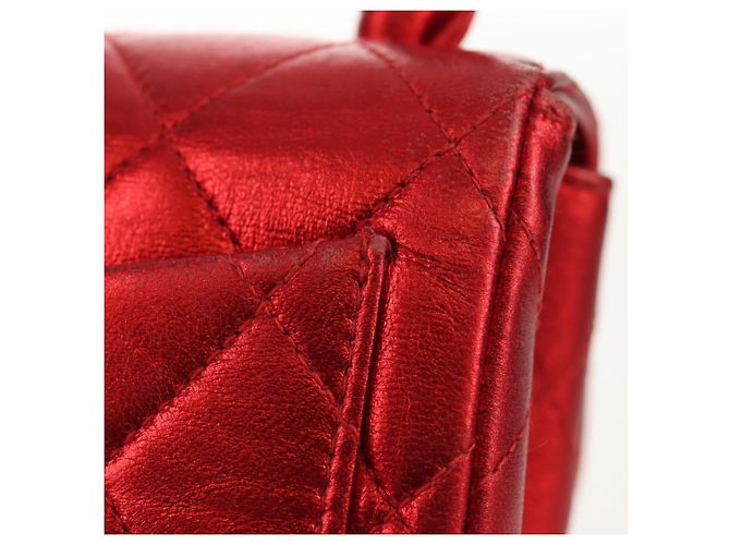 CHANEL Borsa a Mano Matelassé in Pelle Rossa Oro CC Auth 140357SM Rosso D'oro - vista 3