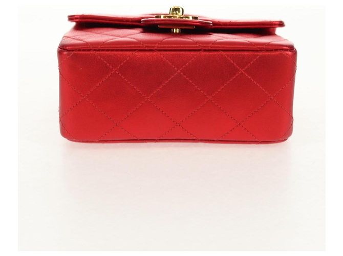 CHANEL Borsa a Mano Matelassé in Pelle Rossa Oro CC Auth 140357SM Rosso D'oro - vista 6