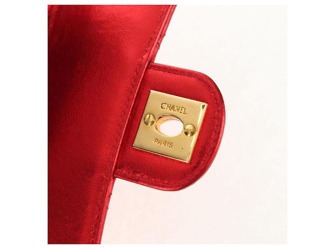 CHANEL Borsa a Mano Matelassé in Pelle Rossa Oro CC Auth 140357SM Rosso D'oro - vista 9