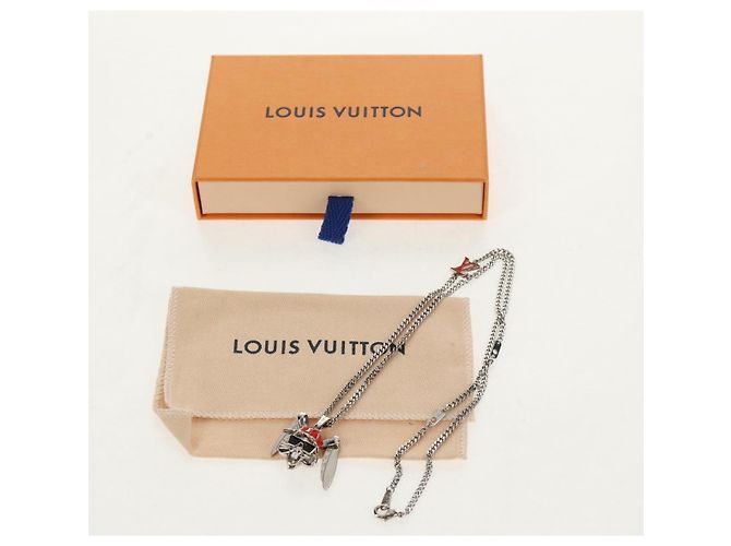 Collana LOUIS VUITTON LV Collana Coniglio in metallo Argento LV Auth 128541SM - vista 12