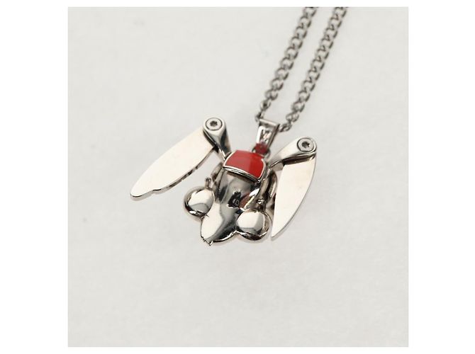 Collana LOUIS VUITTON LV Collana Coniglio in metallo Argento LV Auth 128541SM - vista 13