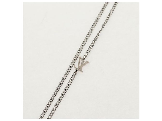 Collana LOUIS VUITTON LV Collana Coniglio in metallo Argento LV Auth 128541SM - vista 14