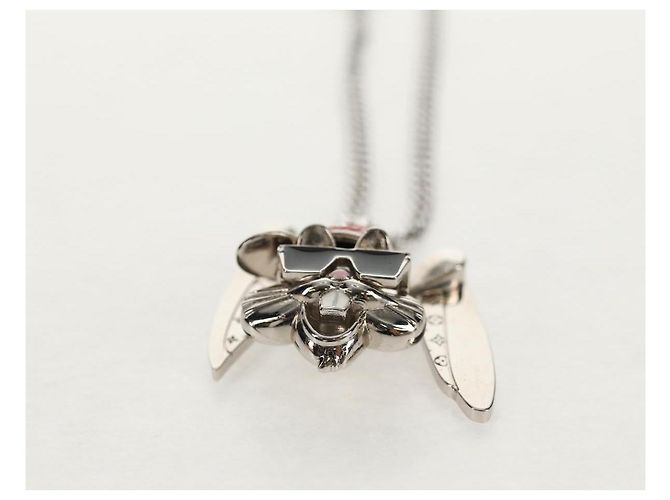 Collana LOUIS VUITTON LV Collana Coniglio in metallo Argento LV Auth 128541SM - vista 6