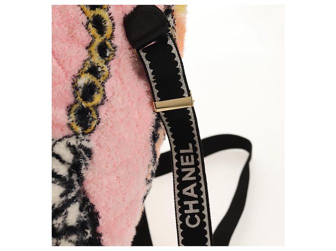 Zaino CHANEL Matelassé COCO Mark in velluto rosa con CC dorato Auth 138517SM D'oro - vista 15