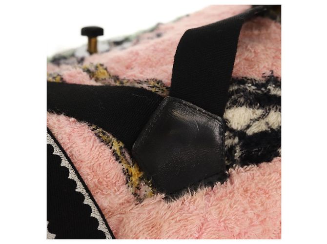 Zaino CHANEL Matelassé COCO Mark in velluto rosa con CC dorato Auth 138517SM D'oro - vista 18
