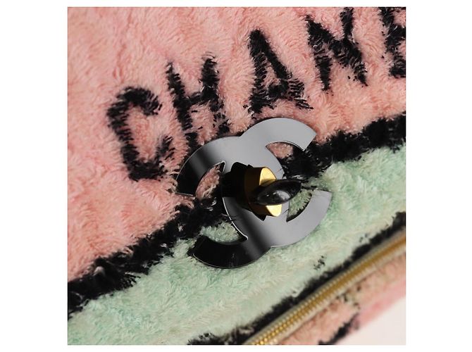 Zaino CHANEL Matelassé COCO Mark in velluto rosa con CC dorato Auth 138517SM D'oro - vista 30