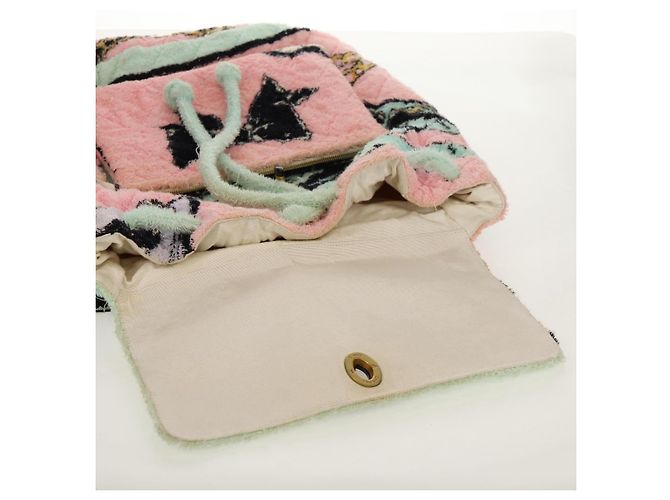 Zaino CHANEL Matelassé COCO Mark in velluto rosa con CC dorato Auth 138517SM D'oro - vista 31
