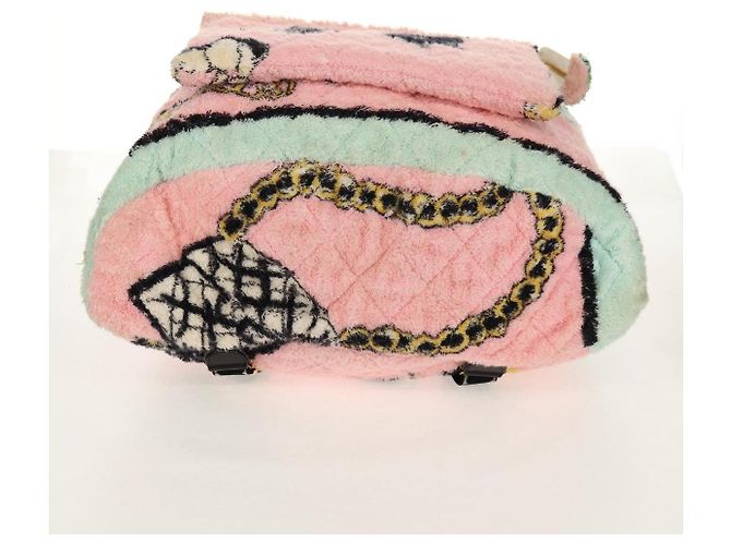 Zaino CHANEL Matelassé COCO Mark in velluto rosa con CC dorato Auth 138517SM D'oro - vista 7