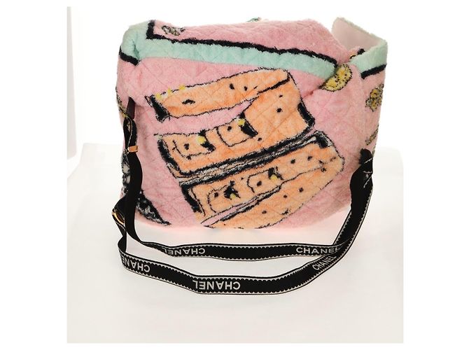 Zaino CHANEL Matelassé COCO Mark in velluto rosa con CC dorato Auth 138517SM D'oro - vista 9
