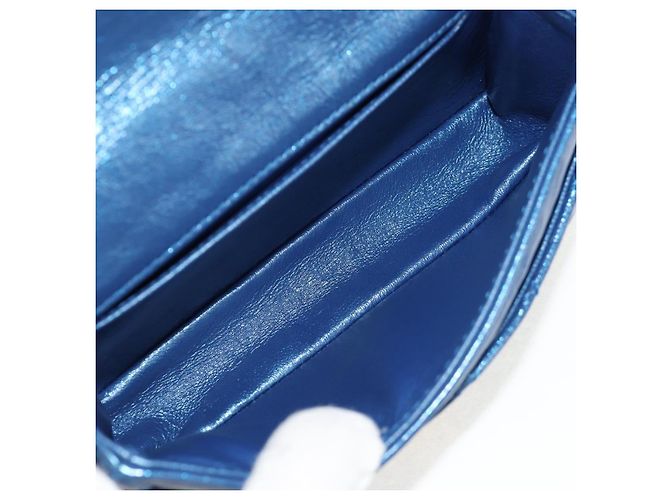 CHANEL 2.55 Sac à épaule Matelassé en Cuir de Veau Bleu Or CC Auth 149291SM Doré - vue 10