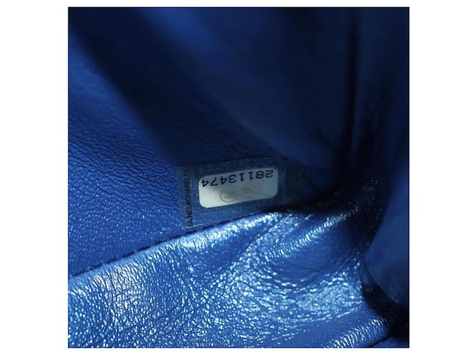 CHANEL 2.55 Sac à épaule Matelassé en Cuir de Veau Bleu Or CC Auth 149291SM Doré - vue 11