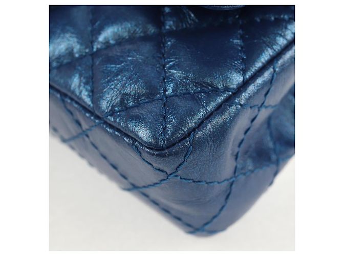 CHANEL 2.55 Sac à épaule Matelassé en Cuir de Veau Bleu Or CC Auth 149291SM Doré - vue 17