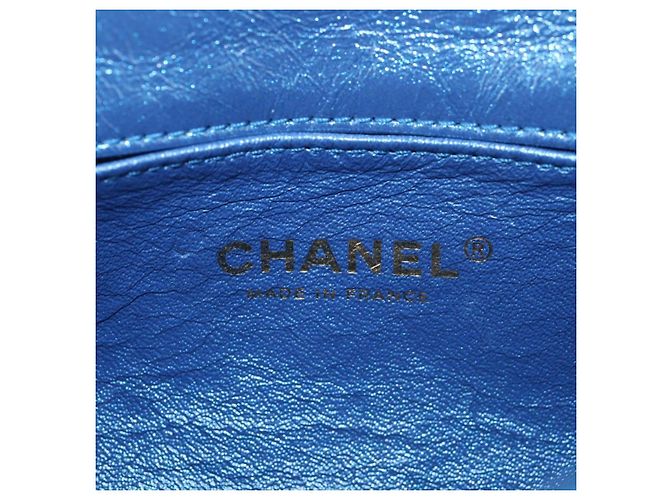 CHANEL 2.55 Sac à épaule Matelassé en Cuir de Veau Bleu Or CC Auth 149291SM Doré - vue 21