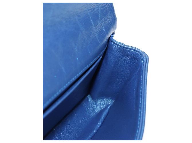 CHANEL 2.55 Sac à épaule Matelassé en Cuir de Veau Bleu Or CC Auth 149291SM Doré - vue 22