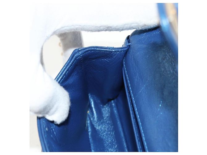 CHANEL 2.55 Sac à épaule Matelassé en Cuir de Veau Bleu Or CC Auth 149291SM Doré - vue 23