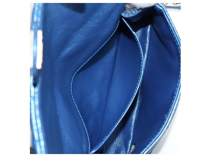 CHANEL 2.55 Sac à épaule Matelassé en Cuir de Veau Bleu Or CC Auth 149291SM Doré - vue 24