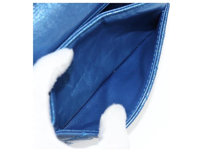 CHANEL 2.55 Sac à épaule Matelassé en Cuir de Veau Bleu Or CC Auth 149291SM Doré - vue 25