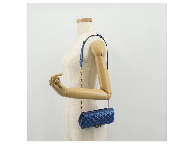 CHANEL 2.55 Sac à épaule Matelassé en Cuir de Veau Bleu Or CC Auth 149291SM Doré - vue 26