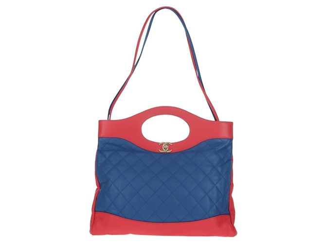 CHANEL Borsa Matelassé in Pelle di Agnello 2way Blu Oro CC Auth BA7491SAM D'oro - vista 13
