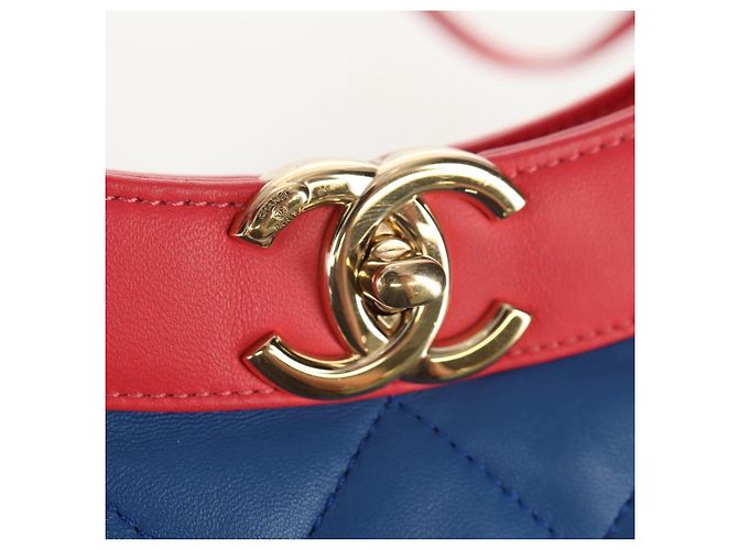 CHANEL Borsa Matelassé in Pelle di Agnello 2way Blu Oro CC Auth BA7491SAM D'oro - vista 18