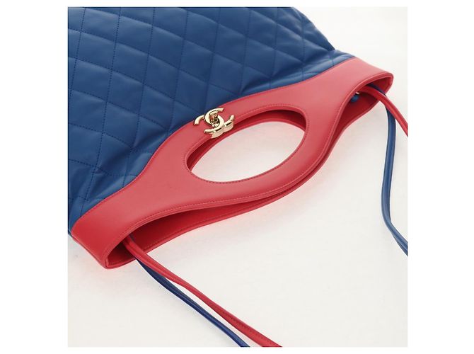 CHANEL Borsa Matelassé in Pelle di Agnello 2way Blu Oro CC Auth BA7491SAM D'oro - vista 6