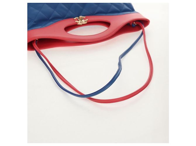 CHANEL Borsa Matelassé in Pelle di Agnello 2way Blu Oro CC Auth BA7491SAM D'oro - vista 7