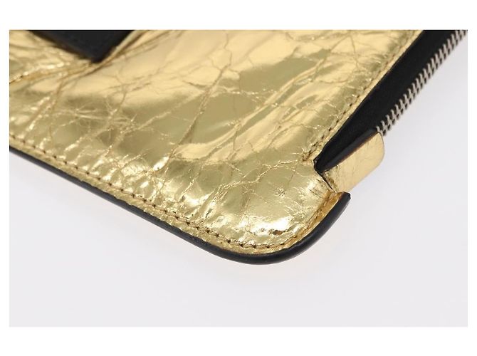 CHANEL Clutch in Pelle Oro CC Auth 152375SM D'oro - vista 14