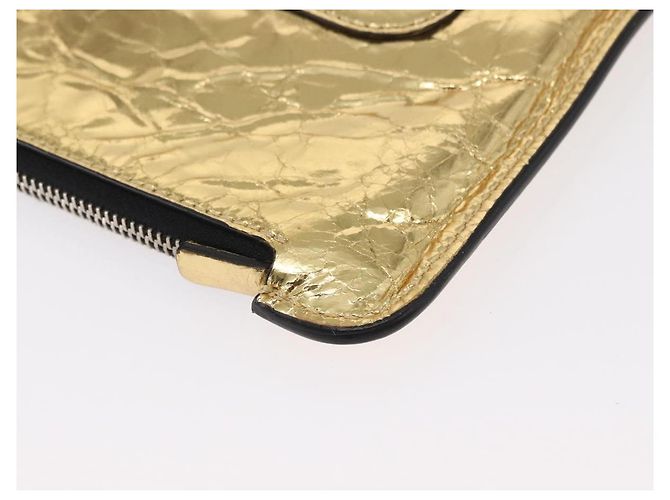 CHANEL Clutch in Pelle Oro CC Auth 152375SM D'oro - vista 15