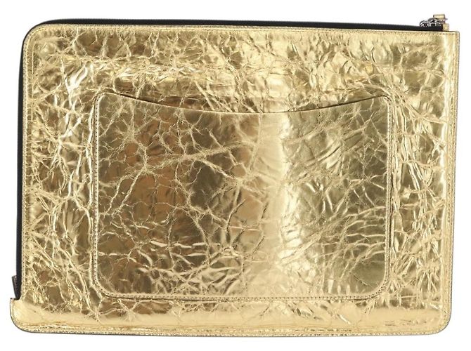 CHANEL Clutch in Pelle Oro CC Auth 152375SM D'oro - vista 2