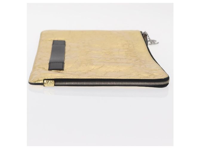 CHANEL Clutch in Pelle Oro CC Auth 152375SM D'oro - vista 3