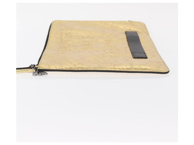 CHANEL Clutch in Pelle Oro CC Auth 152375SM D'oro - vista 4