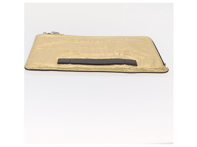 CHANEL Clutch in Pelle Oro CC Auth 152375SM D'oro - vista 6