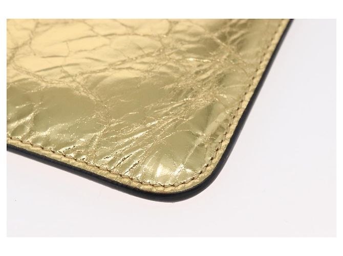 CHANEL Clutch in Pelle Oro CC Auth 152375SM D'oro - vista 7