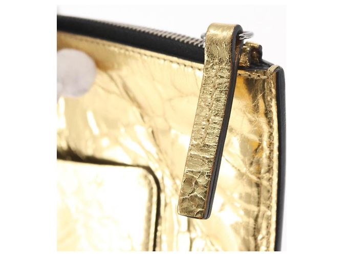 CHANEL Clutch in Pelle Oro CC Auth 152375SM D'oro - vista 9