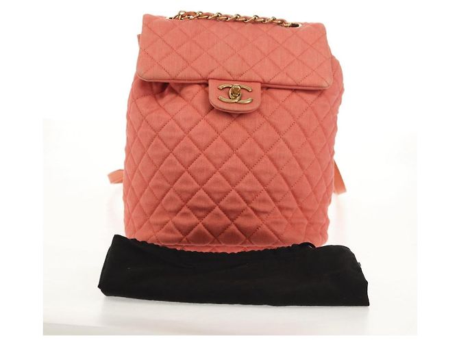 CHANEL Zaino Matelassé Denim Rosa Oro CC Auth 145070SAM D'oro - vista 12