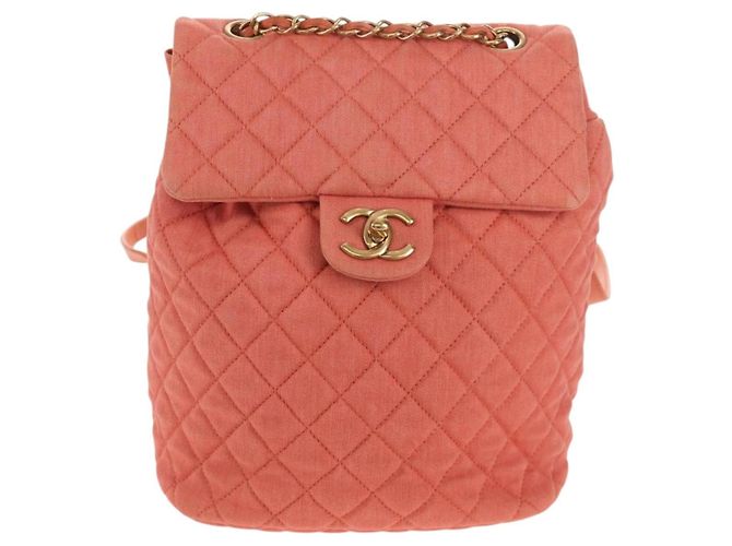 CHANEL Zaino Matelassé Denim Rosa Oro CC Auth 145070SAM D'oro - vista 13