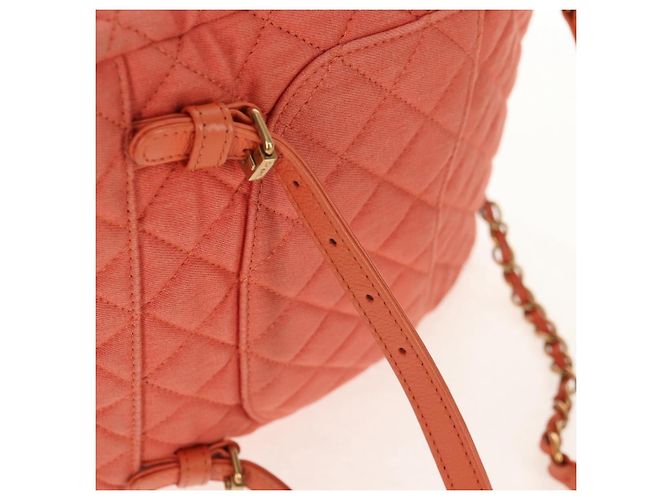 CHANEL Zaino Matelassé Denim Rosa Oro CC Auth 145070SAM D'oro - vista 16