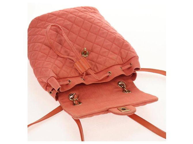 CHANEL Zaino Matelassé Denim Rosa Oro CC Auth 145070SAM D'oro - vista 23