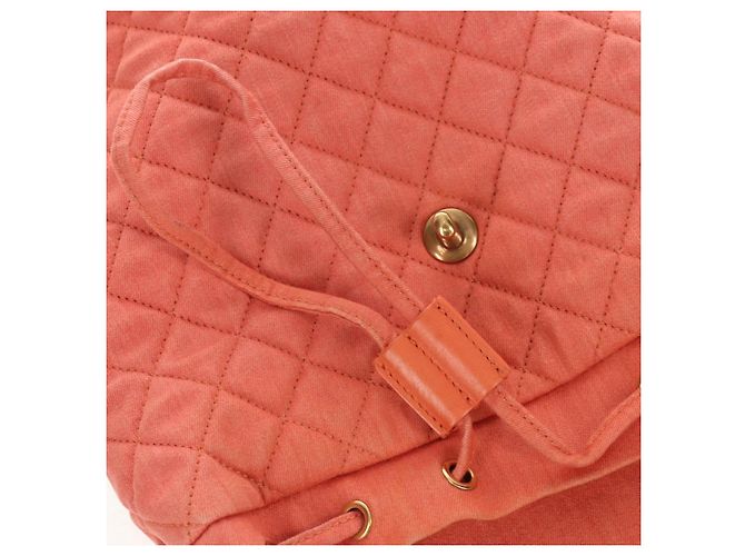 CHANEL Zaino Matelassé Denim Rosa Oro CC Auth 145070SAM D'oro - vista 26
