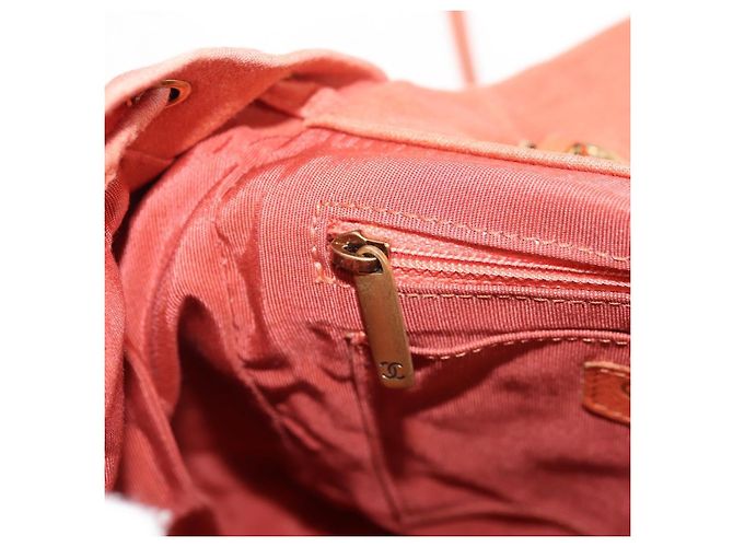 CHANEL Zaino Matelassé Denim Rosa Oro CC Auth 145070SAM D'oro - vista 30
