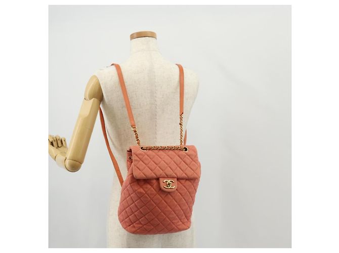 CHANEL Zaino Matelassé Denim Rosa Oro CC Auth 145070SAM D'oro - vista 32