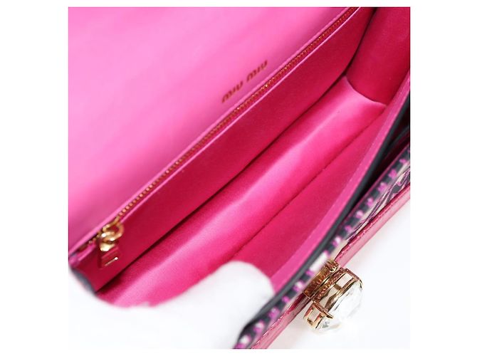 Borsa a Spalla Miu Miu in Tela e Pelle 2 in 1 Rosa Oro Auth 120964SAM D'oro - vista 10