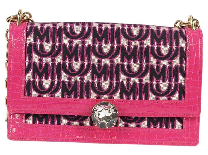Borsa a Spalla Miu Miu in Tela e Pelle 2 in 1 Rosa Oro Auth 120964SAM D'oro - vista 13