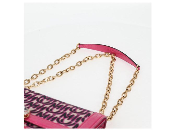 Borsa a Spalla Miu Miu in Tela e Pelle 2 in 1 Rosa Oro Auth 120964SAM D'oro - vista 14